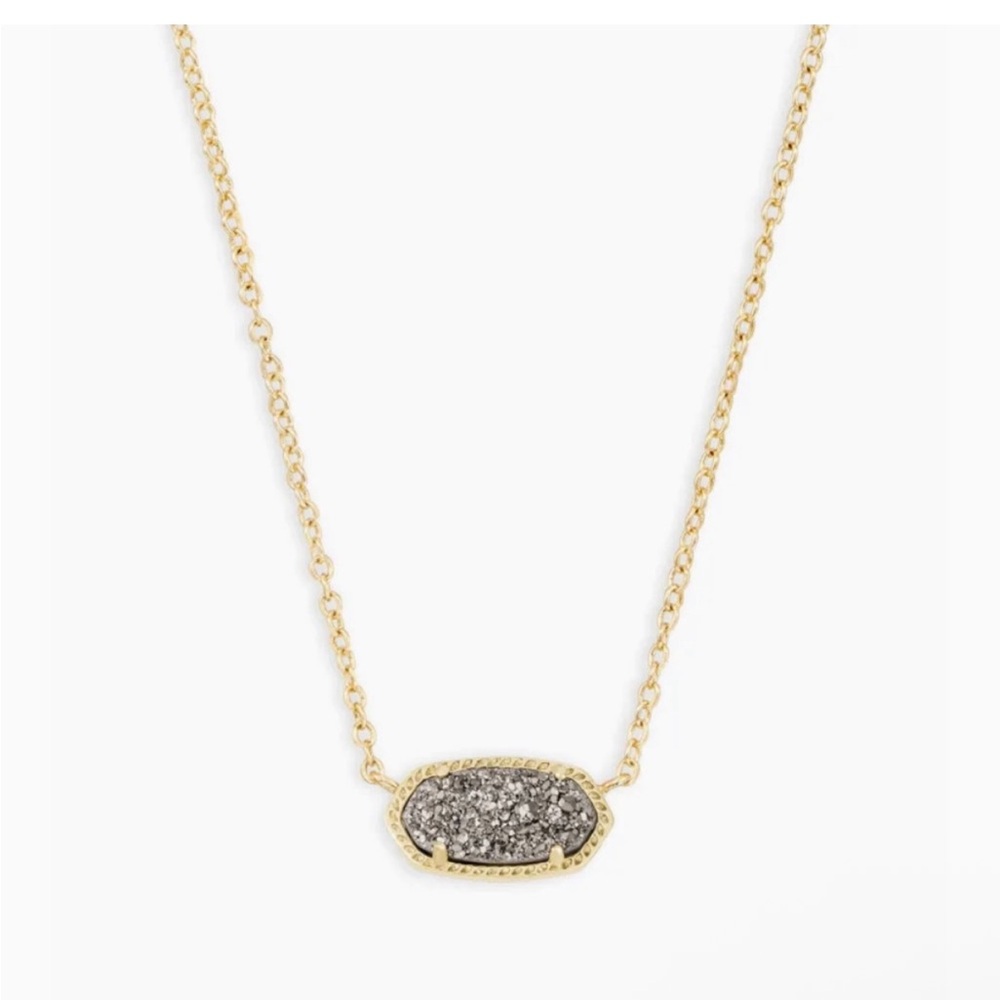 Kendra Scott Elisa Gold Pendant Necklace in Platinum Drusy